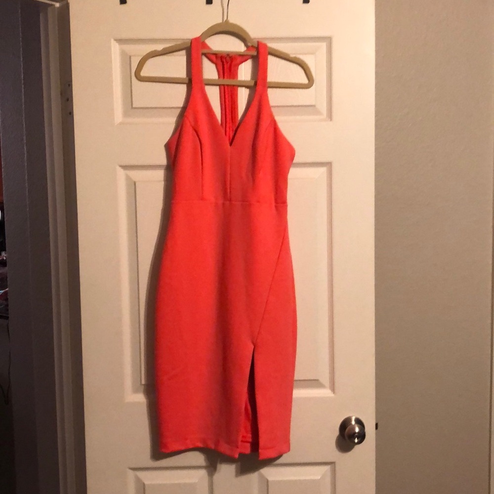 Neon body con dress